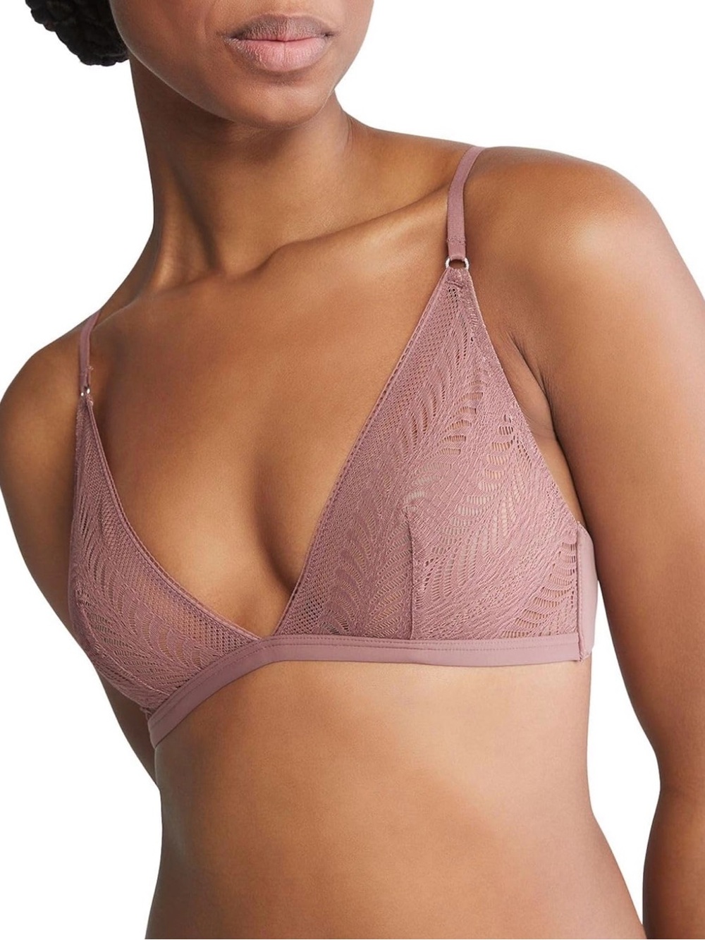 Calvin Klein Women's Sculpt Lace Unlined Triangle Bralette QF7540 Capri Rose XS